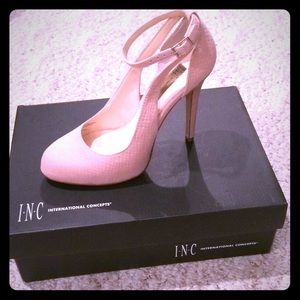 INC strapped blush pumps